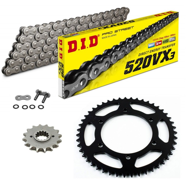 Sprockets & Chain Kit DID 520VX3 Steel Grey APRILIA AF1 125 Extrema 93-94 