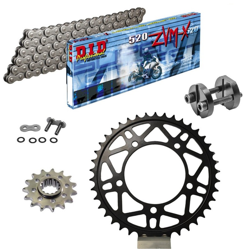 Sprockets & Chain Kit DID 520ZVM-X Ultralight Steel Grey APRILIA RSV 1000 R Conversion 520 04-09 Free Riveter