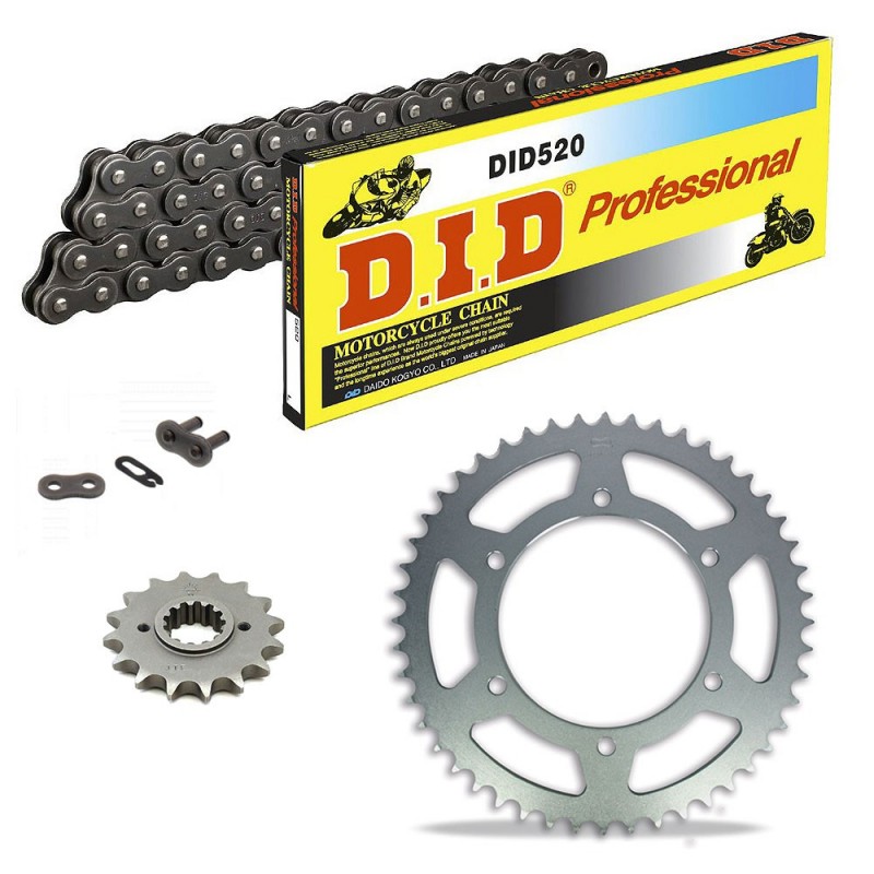 KIT DE TRANSMISION DID 520 ECONÓMICO GRIS ACERO HONDA Vigor FX 650 99-01 