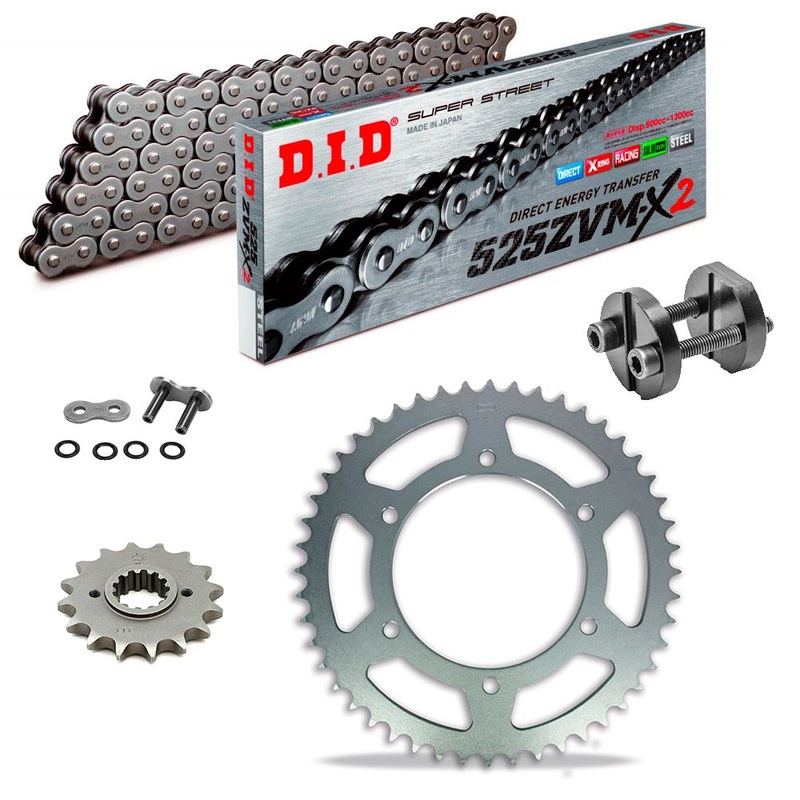 Sprockets & Chain Kit DID 525ZVM-X2 Steel Grey APRILIA ETV 1000 CAPONORD 01-08 Free Riveter!