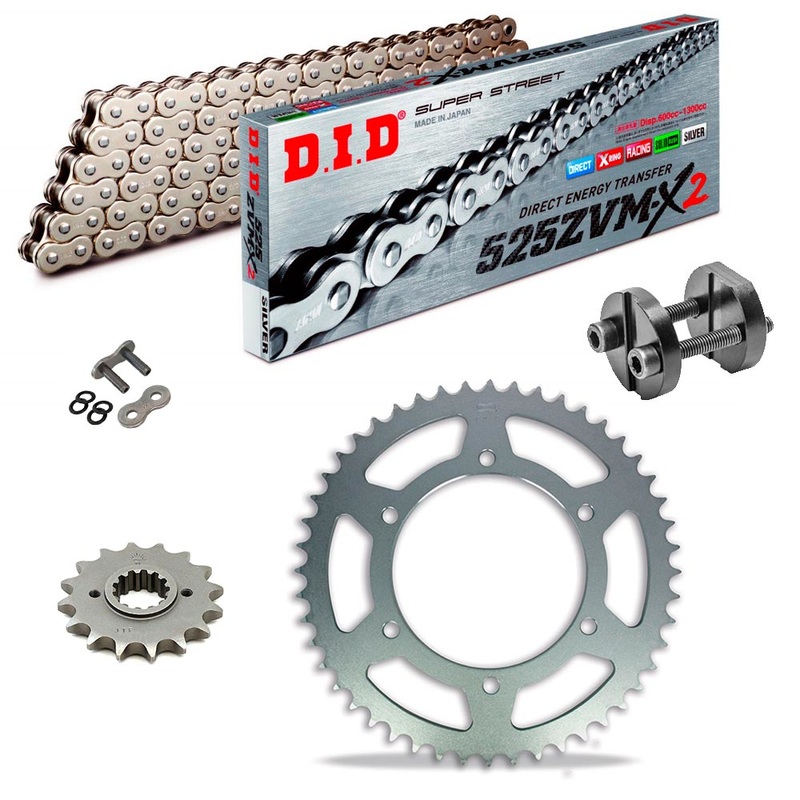 KIT CATENA CORONA PIGNONE DID 525ZVM-X2 Super Rinforzato ARGENTO BMW S 1000 XR 15-19 Ribattitore Gratuito!