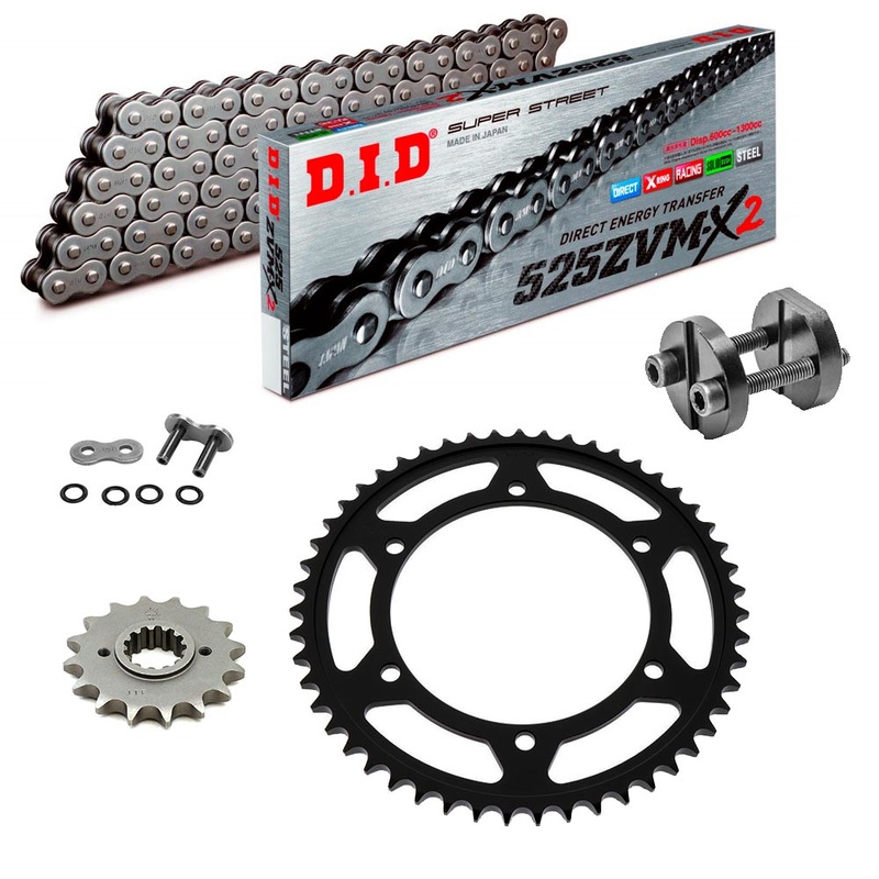 Sprockets & Chain Kit DID 525ZVM-X2 Steel Grey DUCATI Multistrada 950 17-24 Free Riveter! 