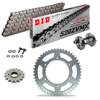 KIT CATENA CORONA PIGNONE DID 520ZVM-X Grigio Rinforzato  HONDA CB 250 74 Ribattitore Gratuito!