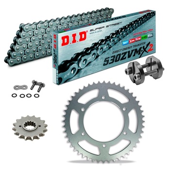 KIT DE TRANSMISION DID 530ZVM-X2 Super Reforzado GRIS ACERO KAWASAKI Z 400 D 74-79 REMACHADORA GRATIS!