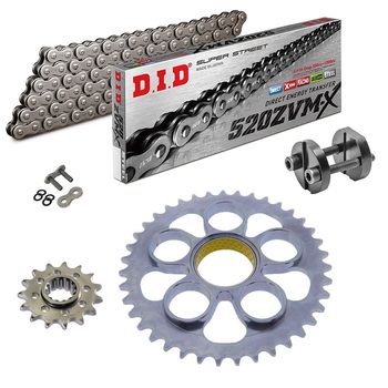 KIT DE TRANSMISION DID 520ZVM-X Super Reforzado GRIS ACERO DUCATI 748 SP 95-98 REMACHADORA GRATIS!