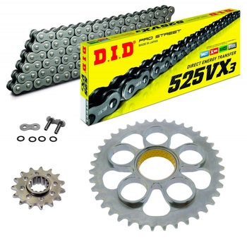 KIT CATENA CORONA PIGNONE DID 525VX3 Grigio DUCATI Hypermotard 821 13-15 