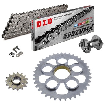 KIT DE TRANSMISION DID 525ZVM-X Super Reforzado GRIS ACERO DUCATI 916 Strada 94-98 REMACHADORA GRATIS!