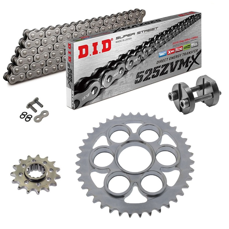 Sprockets & Chain Kit DID 525ZVM-X Steel Grey DUCATI 1098 07-10 Free Riveter!