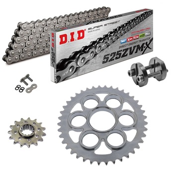 Sprockets & Chain Kit DID 525ZVM-X Steel Grey DUCATI 1198 09-12 Free Riveter!