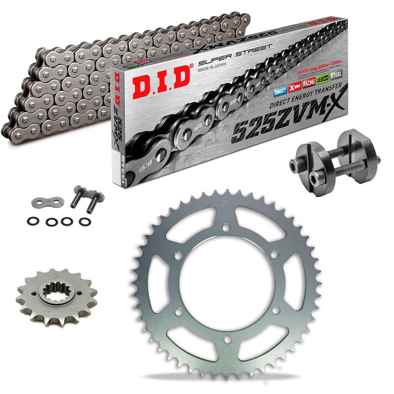 Sprockets & Chain Kit DID 525ZVM-X2 Steel Grey SUZUKI GSX-R 600 06-10 Free Riveter!