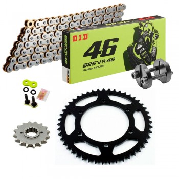 KIT CATENA CORONA PIGNONE DID 525 VR46 BMW F800 GS 10,5mm 09-18 Ribattitore Gratuito!!