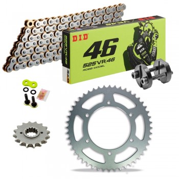 KIT CATENA CORONA PIGNONE DID 525 VR46 APRILIA Caponord 1200 11-17 Ribattitore Gratuito!!