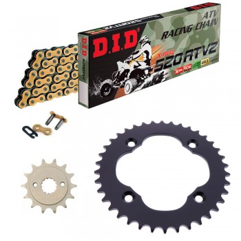 KIT CATENA CORONA PIGNONE DID 525ATV2 Rinforzato ORO SUZUKI LTZ 400 Quadsport 09-16 