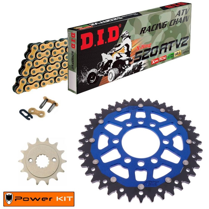 KIT CATENA CORONA PIGNONE SUZUKI LTZ 400 Quadsport 03-08 Power Kit ATV Racing Corona Dual Blu