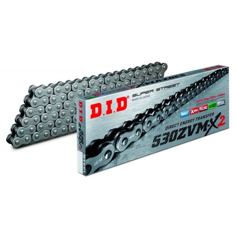 CADENA DID 530 ZVM-X2 con X-RING Gris Acero