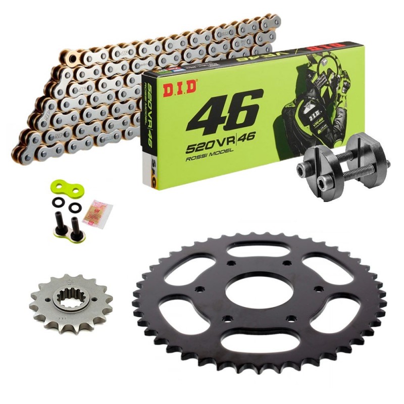 KIT CATENA CORONA PIGNONE DID 525 VR46 KTM Duke 125 14-23 Ribattitore Gratuito!!